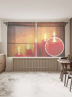 Фототюль "Праздничные свечи", 145x180 см (2 полотна со шторной лентой + 50 крючков) Joy Arty