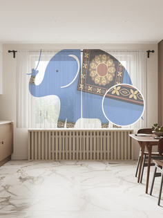 Фототюль JoyArty "Слон с ковром", 145x180 см (2 полотна со шторной лентой + 50 крючков)