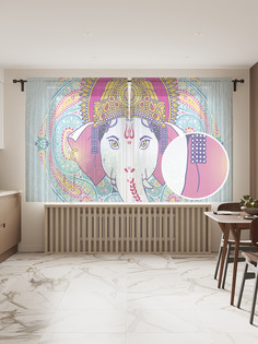 Фототюль JoyArty "Узорчатый Ганеша", 145x180 см (2 полотна со шторной лентой + 50 крючков)