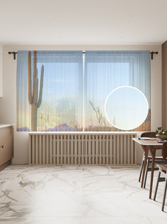 Фототюль "Кактус в долине", 145x180 см (2 полотна со шторной лентой + 50 крючков) Joy Arty