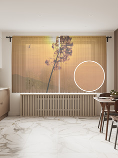 Фототюль "Скамья у моря", 145x180 см (2 полотна со шторной лентой + 50 крючков) Joy Arty