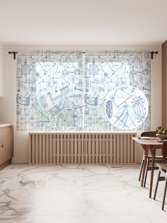 Фототюль JoyArty "Конспект по физике" 145x180см (2 полотна со шторной лентой + 50 крючков)