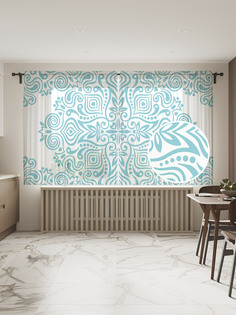 Фототюль "УКвадратная мандала", 145x180 см (2 полотна со шторной лентой + 50 крючков) Joy Arty