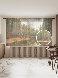 Фототюль "Лесная дымка", 145x180 см (2 полотна со шторной лентой + 50 крючков) Joy Arty