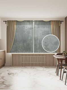 Фототюль JoyArty "Золотые шторы", 145x180 см (2 полотна со шторной лентой + 50 крючков)