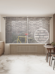 Фототюль "Городской велосипед", 145x180 см (2 полотна со шторной лентой + 50 крючков) Joy Arty