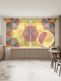 Фототюль JoyArty "Цветные соты", 145x180 см (2 полотна со шторной лентой + 50 крючков)