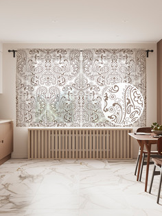 Фототюль JoyArty "Серый узор", 145x180 см (2 полотна со шторной лентой + 50 крючков)