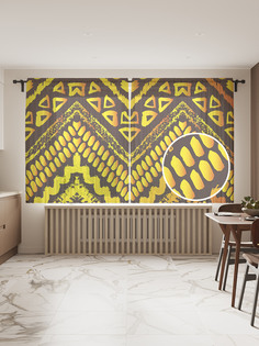 Фототюль JoyArty "Этнический зигзаг", 145x180см (2 полотна со шторной лентой + 50 крючков)