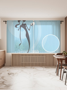 Фототюль JoyArty "Морская фея", 145x180 см (2 полотна со шторной лентой + 50 крючков)