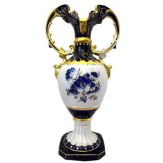Ваза для цветов 63 см синяя Royal Dux Bohemia "Амфора" 159649