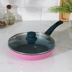 Сковорода универсальная Доляна Тропики 24 см розовый Р00001513