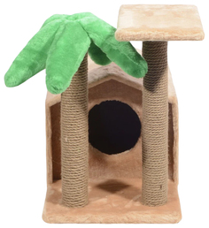 Домик для кошек PetshopRu Спайк, коричневый, зеленый, 62x37x54см