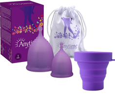 Набор из двух менструальных чаш размеров L и S и стерилизатора Фиолетовый Da Privet