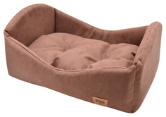 Лежанка-кроватка Zooexpress Classic коричневая иск.замша для кошек 50х35х23 см