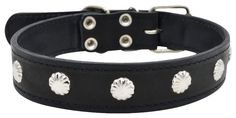 Ошейник Zooexpress двухслойный украшен пуклей черный для собак 26 мм х50 см