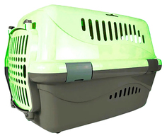 Переноска Zooexpress Турне зеленая с пластиковой дверцей для животных L: 54,5 x 36 x 34 см