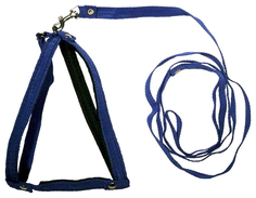 Комплект Zooexpress поводок+шлейка капроновый с фетром синий до 45 см для кошек 45 см