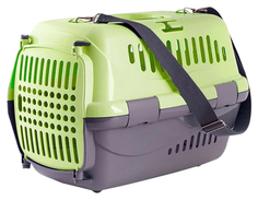 Переноска Zooexpress Турне, с пластиковой дверцей, ковриком и ремнем, L: 54,5 x 36 x 34 см