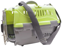 Переноска Zooexpress Турне, с металлической дверцей, ковриком и ремнем, M: 48х32х32 см