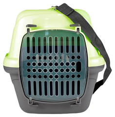 Переноска Zooexpress Турне зеленая с прозрачной дверцей для животных L: 54,5 x 36 x 34 см