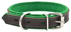 Ошейник Zooexpress Suomi Line однослойный коричневый/зеленый с фетром 25 ммх40-48 см