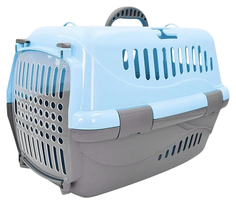 Переноска Zooexpress Турне голубая с ковриком и ремнем, M: 48х32х32 см