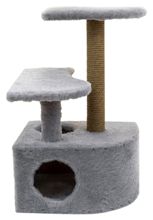 Домик-когтеточка Дарэлл ЧИП угловой серый со ступенькой, столбик джут 48 x 51 x 71 см