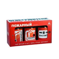 Набор чая Пожарный шкаф, вкусы: мята, груша, бергамот, 150 г (3 шт. x 50 г) Фабрика счастья