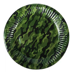 Тарелки одноразовые Камуфляж 18 см 6 шт No Brand