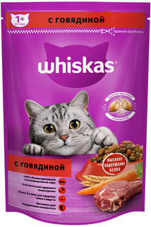 Сухой корм для кошек Whiskas Вкусные подушечки с нежным паштетом, говядина, 0.35кг