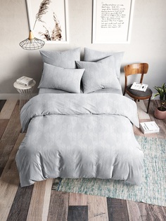 Постельное белье "Ночь нежна" поплин-жаккард, Перья серый, Семейный наволочки 70 х 70