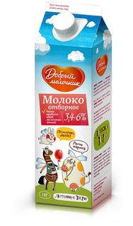 Молоко 3,4 - 6% коровье пастеризованное 1 л Добрый молочник Отборное БЗМЖ