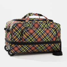 Дорожная сумка женская AMEN 7793878 жёлтая клетка , 65х38х31 см Amen.