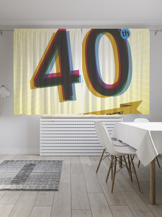 Шторы с фотопечатью JoyArty "Золотое 40-летие" из сатена, 290х180 см