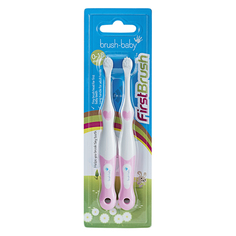 Зубная щетка Brush-Baby First Brush 0-18мес 2шт розовый