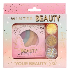Набор: радужный хайлайтер и 3 баночки глиттера для лица и тела Beauty Winter 4911399