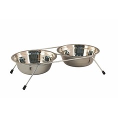 Двойная миска Данко-Зоо, на подставке хром, 2 х 0,18 л, D 12 см, H 8 см.