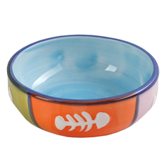 Миска Пижон, керамика, с ручной росписью Рыбки" 350 мл, голубая внутри