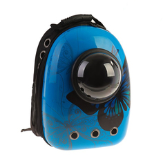 Рюкзак для переноски животных Пижон с окном для обзора Бабочка, 32 х 26 х 44 см, голубой