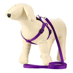 Комплект Пижон Базис, поводок 120 х 1,5 см, шлейка 32-46 х 1,5 см, фиолетовый