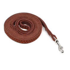 Поводок Пижон, кожаный однослойный, простроченный, 1.37 м х 1 см, коричневый
