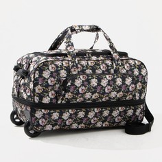Дорожная сумка женская AMEN 7793873 чёрные цветы , 60х31х36 см Amen.
