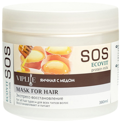 Экспресс-маска ECOandVIT SOS восстанавливающая для волос Яичная с медом, 380 мл
