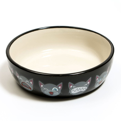 Миска Пижон Эмоджи, керамика, 12 х 3,5 см, чёрная, 390 мл