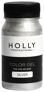 Декоративный гель для волос, лица и тела COLOR GEL Holly Professional, Silver, 100 мл