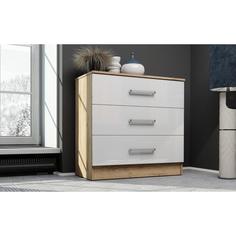 Комод Адель 820х405х800 Дуб Вотан/Белый Глянец No Brand