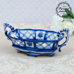 Конфетница "Каприз", гжель, фарфор, 11х29 см Sima-Land