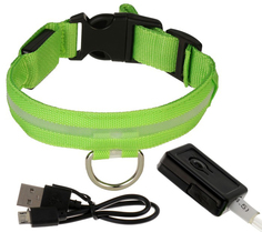 Ошейник Пижон с подсветкой, зарядка от USB, до 45 см, 3 режима свечения, зелёный