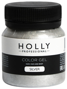Декоративный гель для волос, лица и тела COLOR GEL Holly Professional, Silver, 50 мл
